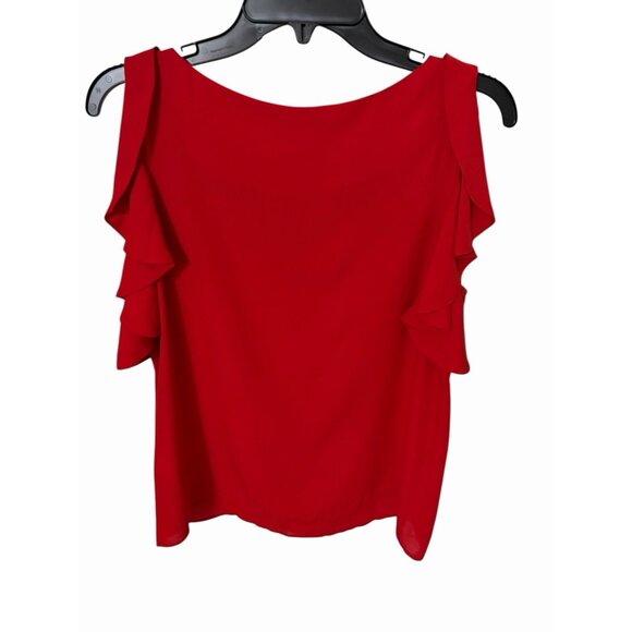 Banana Republic Red Flutter Sleeve Blouse Scoop Neck Small - Picture 5 of 11